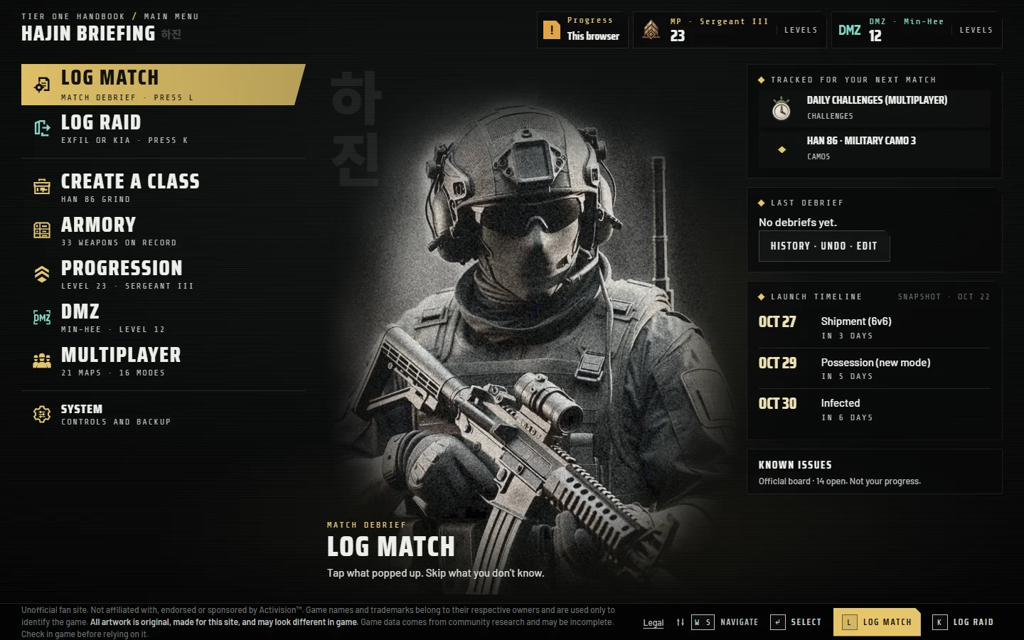 Main menu